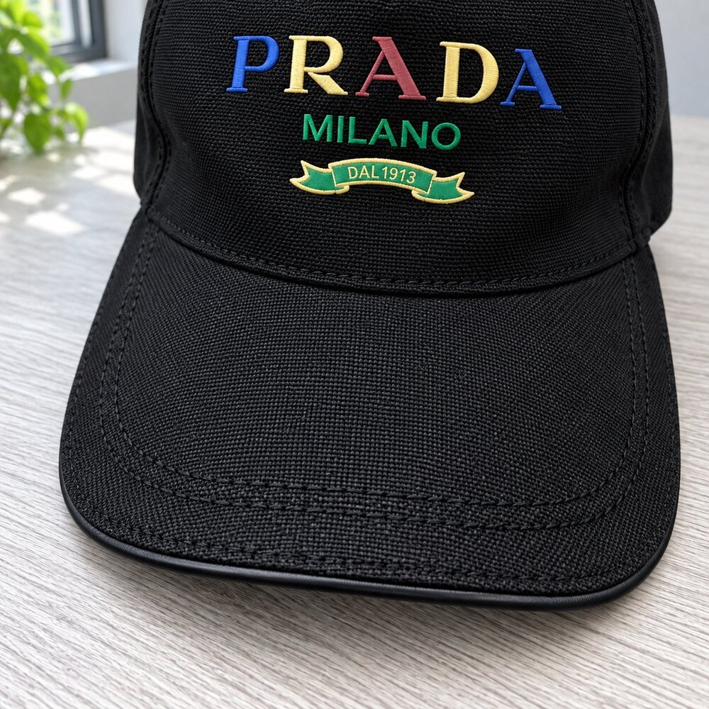 Prada Black Cap with Multicolor Logo - Picture 6 of 6